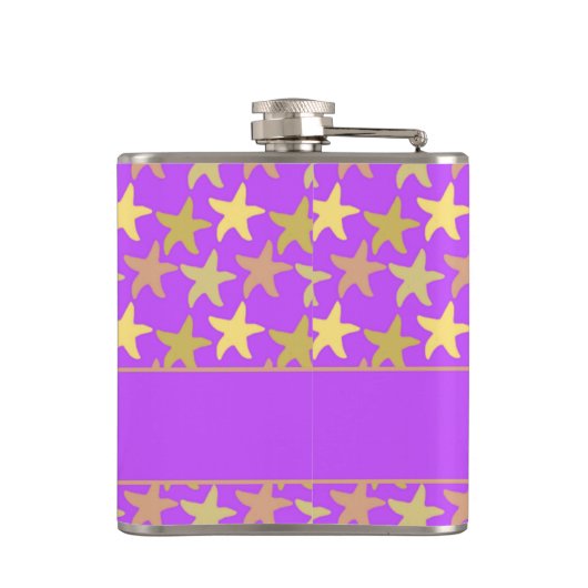 Kleurrijke zeester op paars heupfles (Achterkant)