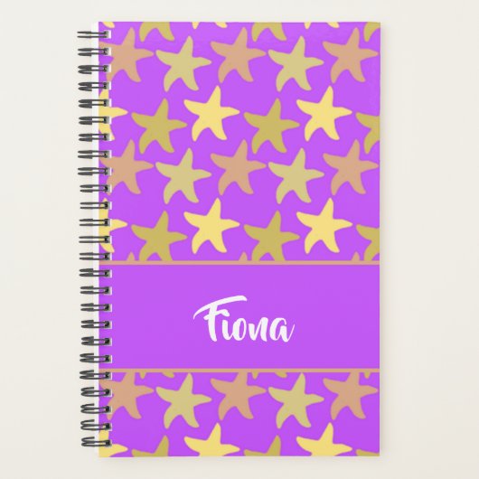 Kleurrijke zeester op paars planner (Voorkant)