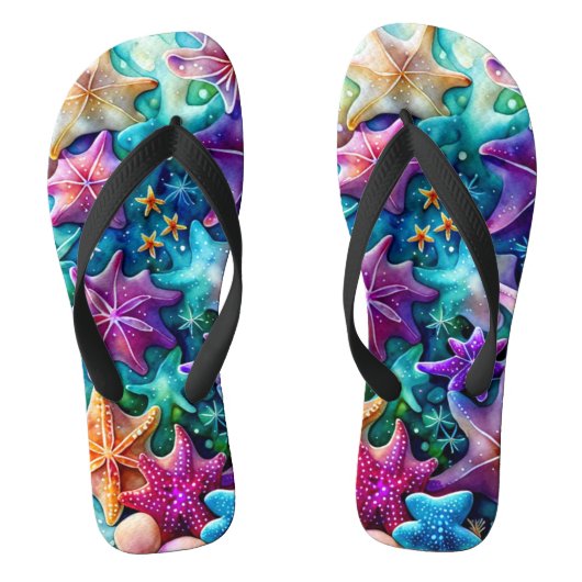 Kleurrijke Zeester Paar Slippers Teenslippers (Voetbed)