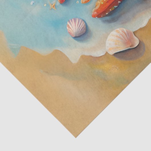 Kleurrijke zeesterren op de kust tissuepapier (Detail)