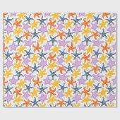 Kleurrijke zeesterren op wit cadeaupapier (Vlak)