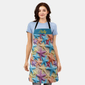 Kleurrijke zeesterren zandkust overal print Schort (Gedragen)