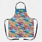 Kleurrijke zeesterren zandkust overal print Schort (Voorkant)