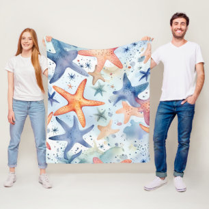 Kleurrijke zeevis, zee sterren waterverf kunst. fleece deken