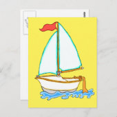 Kleurrijke zeilboot 1 Briefkaart (Voorkant / Achterkant)