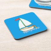 Kleurrijke zeilboot 1 Onderzetter set (Linkerzijde)