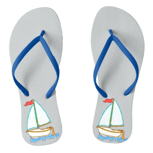 Kleurrijke zeilboot 1 Teenslipper Teenslippers (Voetbed)