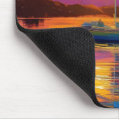 Kleurrijke Zeilboot AI Kunst Muismat (Hoek)