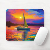 Kleurrijke Zeilboot AI Kunst Muismat (Met muis)