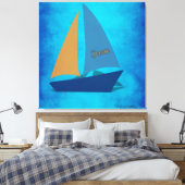 Kleurrijke zeilboot canvas afdruk (Insitu (Slaapkamer))