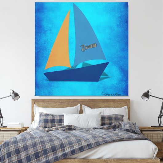 Kleurrijke zeilboot canvas afdruk (Insitu (Slaapkamer))