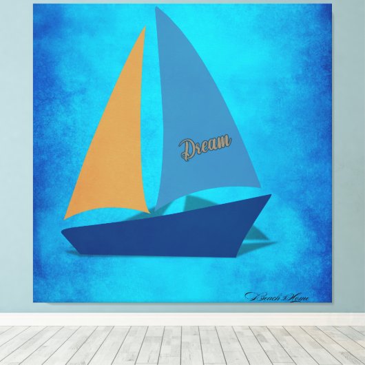 Kleurrijke zeilboot canvas afdruk (Insitu (Houten vloer))