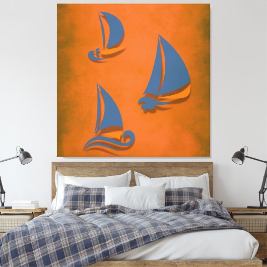 Kleurrijke zeilboot canvas afdruk (Insitu (Slaapkamer))