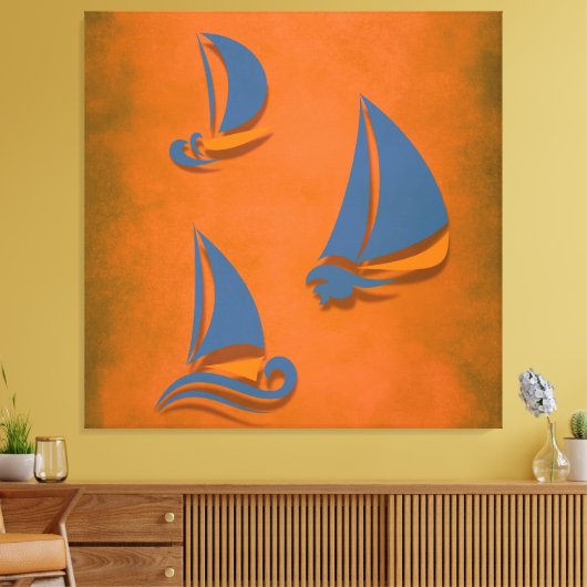 Kleurrijke zeilboot canvas afdruk (Insitu (Woonkamer))
