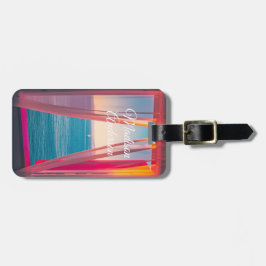 Kleurrijke zeilboot Uitzicht gepersonaliseerd Bagagelabel