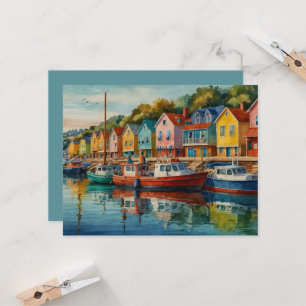 Kleurrijke zeilboten bij Marina Wenskaart Kaart