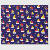 Kleurrijke zeilboten Nautisch patroon Cadeaupapier (Vlak)