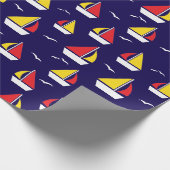 Kleurrijke zeilboten Nautisch patroon Cadeaupapier (Hoek)