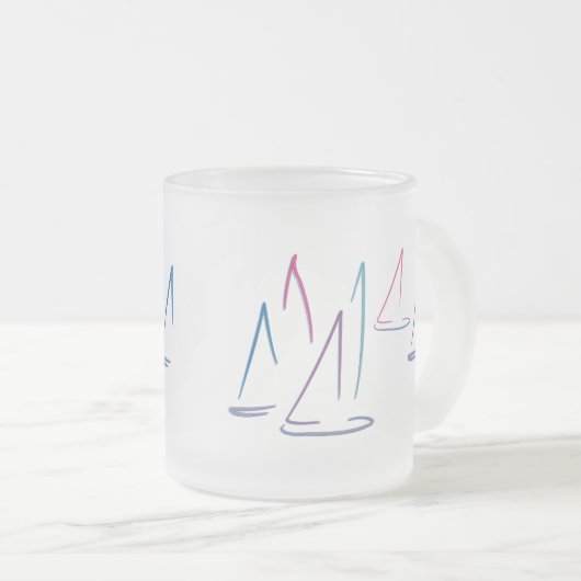 Kleurrijke zeilboten, voorgekookte Mok (Voorkant rechts)