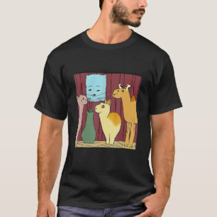 Kleurrijke zeldzame vintage afbeelding van kat kam t-shirt