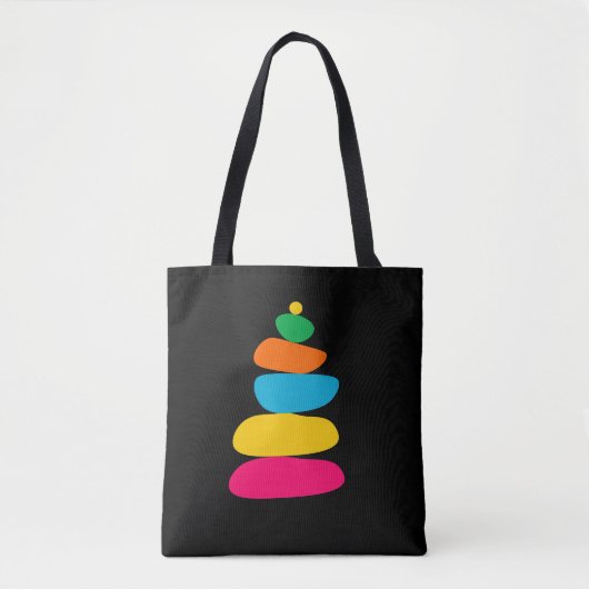 Kleurrijke zen balans stenen tote bag (Voorkant)