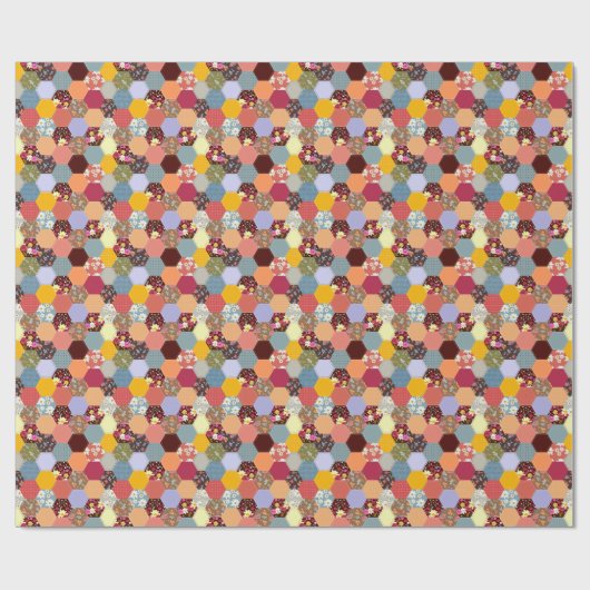 Kleurrijke zeshoek bloemen quilten ontwerp cadeaupapier (Vlak)