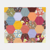 Kleurrijke zeshoek bloemen quilten ontwerp fleece deken (Voorkant (Horizontaal))
