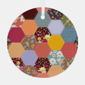 Kleurrijke zeshoek bloemen quilten ontwerp glas ornament (Achterkant)