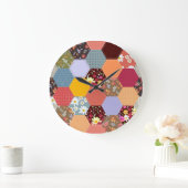 Kleurrijke zeshoek bloemen quilten ontwerp grote klok (Huis)