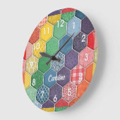 Kleurrijke Zeshoek Quilt Patch Wandklok (Hoek)