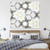 Kleurrijke zeshoek vierkant: geometrische caleidos canvas afdruk (Insitu (Slaapkamer))