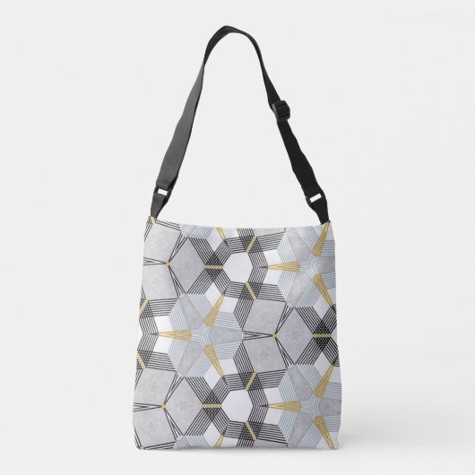 Kleurrijke zeshoek vierkant: geometrische caleidos crossbody tas (Achterkant)