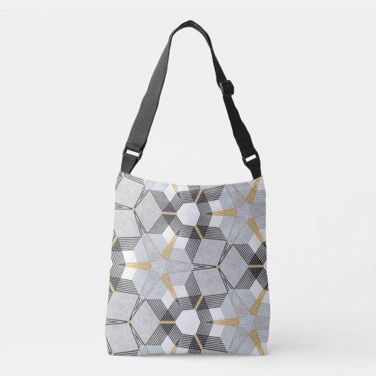 Kleurrijke zeshoek vierkant: geometrische caleidos crossbody tas (Voorkant)