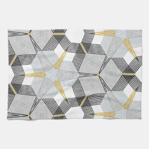 Kleurrijke zeshoek vierkant: geometrische caleidos theedoek