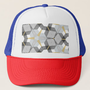 Kleurrijke zeshoek vierkant: geometrische caleidos trucker pet