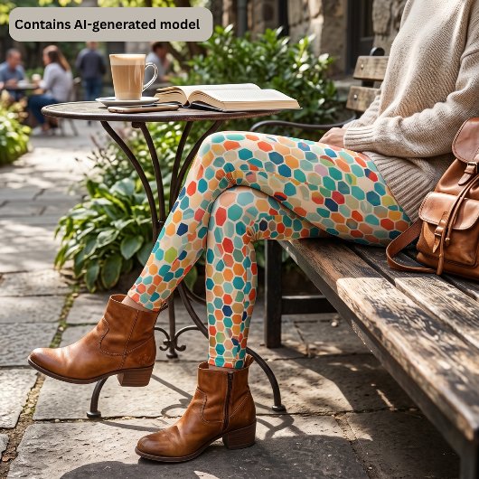 Kleurrijke zeshoekige mozaïeklegging leggings