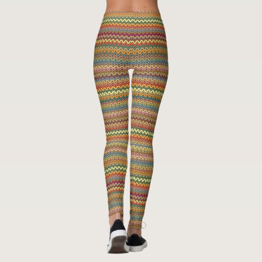 Kleurrijke Zig-Zag Gebreide Effect Leggings (Achterkant)