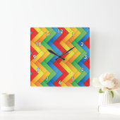Kleurrijke Zig-Zag Stripes naast elkaar Vierkante Klok (Huis)