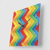 Kleurrijke Zig-Zag Stripes naast elkaar Vierkante Klok (Hoek)