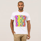 Kleurrijke zigzag lijnen Mannen T-shirt (Voorkant volledig)