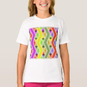 Kleurrijke zigzag lijnen meisjes T-shirt (Voorkant)
