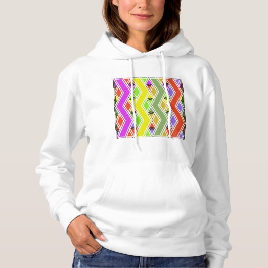Kleurrijke Zigzag Lines Dames Hoodie (Voorkant)