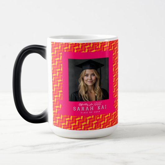 Kleurrijke Zigzag Print Masters Grad Magische Mok (Links)