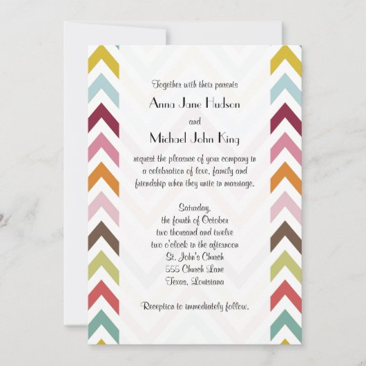 Kleurrijke zigzag, regenboogzigzag, Chevron, bruil Kaart (Voorkant)