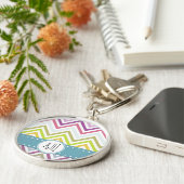 kleurrijke zigzag, regenboogzigzag, Chevron, monog Sleutelhanger (Zijkant)