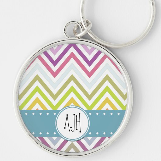 kleurrijke zigzag, regenboogzigzag, Chevron, monog Sleutelhanger (Voorkant)