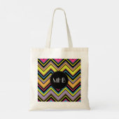 kleurrijke zigzag, regenboogzigzag, Chevron, monog Tote Bag (Achterkant)
