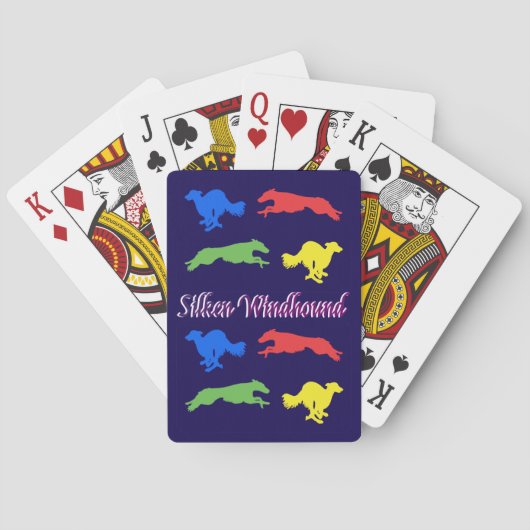 Kleurrijke Zijden Windhonden Pokerkaarten (Achterkant)