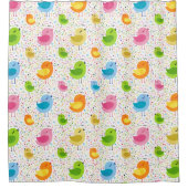 Kleurrijke zingende vogels en muzieknoten douchegordijn (Voorkant)