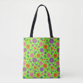 Kleurrijke Zinnia Bloemen & kolibries Patroon Tote Bag (Voorkant)